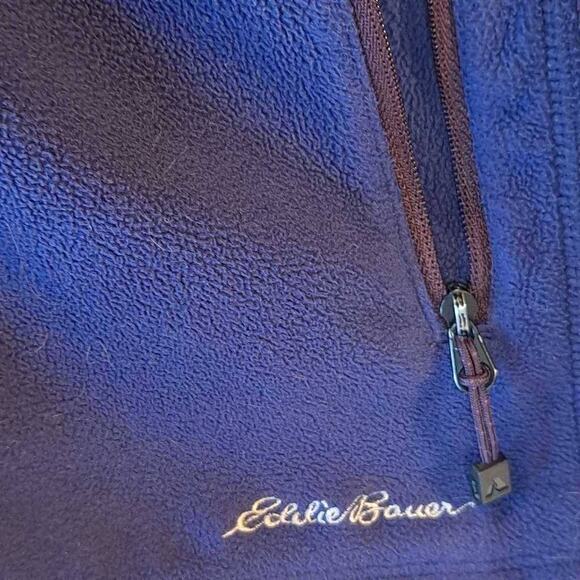 Eddie Bauer Women's Fleece Jacket Solid Blue Full Zip Front Pockets Mock Neck M - Picture 3 of 7